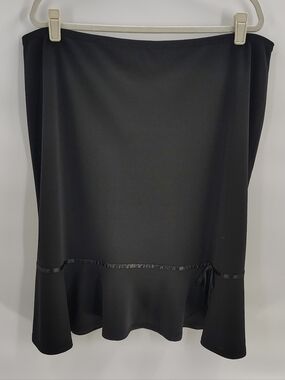 Cato Skirt Size XL Black Stretch Flipped Hem Business Work Wear